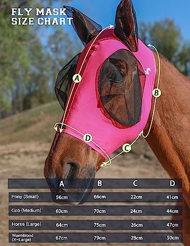 Horse Fly Mask with Ears (Hot Pink / Medium)