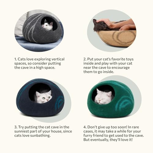 Cat Cave Merino Wool Bed for Indoor Cats (Pistachio / Large)