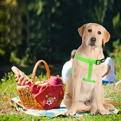 No Pull Dog Harness Soft Adjustable Basic Nylon Step in Puppy Vest Outdoor Walking with ID Tag (LimeGreen / Medium)