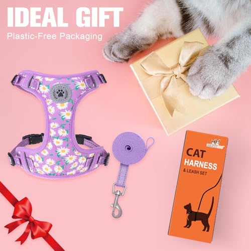Cat Harness and Leash Set (Purple / M (Chest: 12 - 19"))