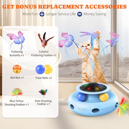 Cat Toys Automatic Interactive Kitten Toys for Indoor Cats (Blue)