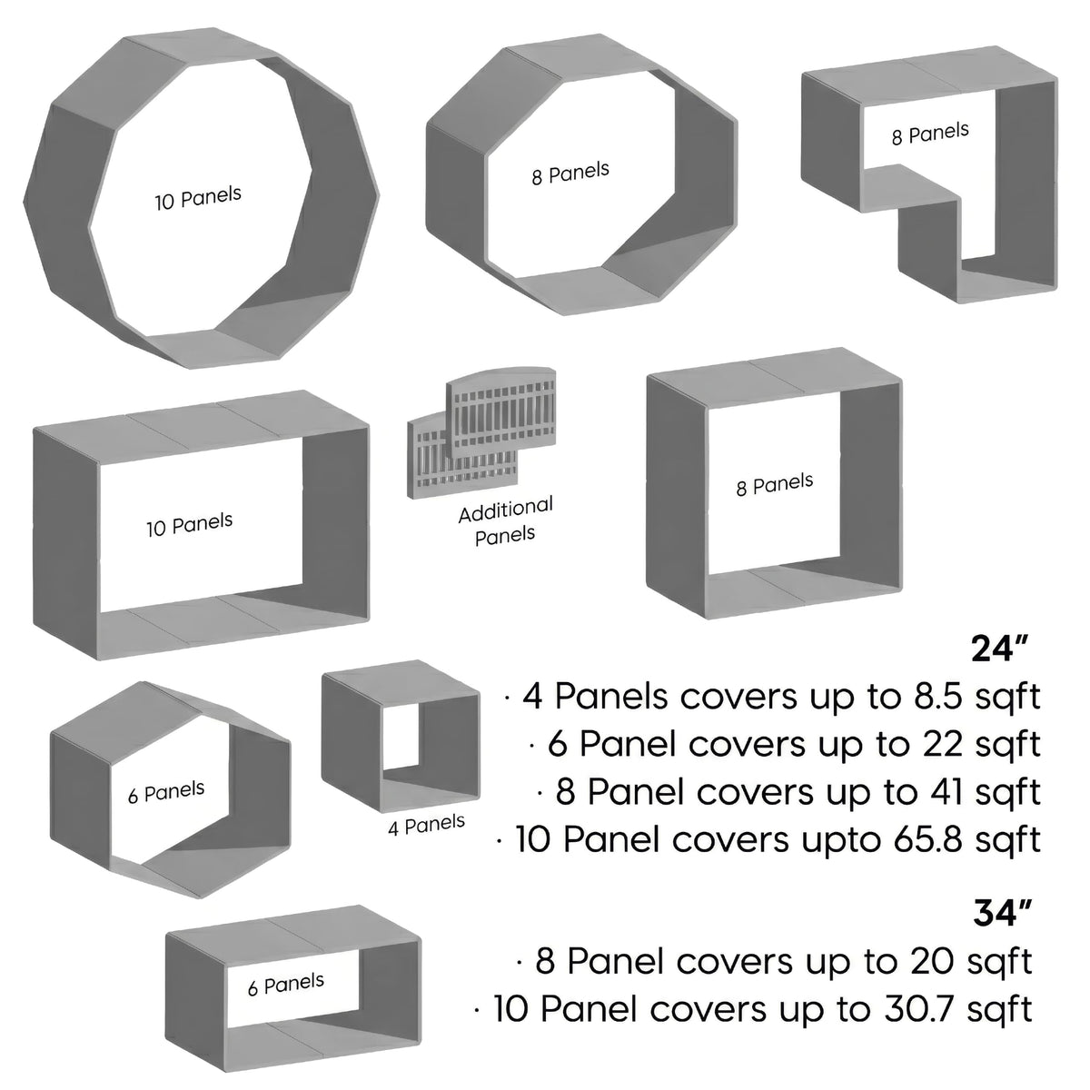 8 Panel Dog Playpen (8 Panel - 34" H / Gray)