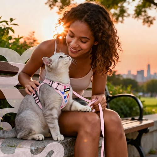 Cat Harness and Leash Set (S / Purrty Pink)