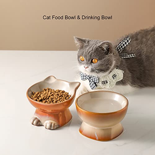 Elevated Cat Bowls (6.8 OZ / Brown)