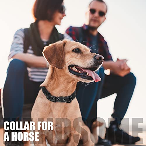 Heavy Duty Dog Collar for Medium Dogs with Metal Belt Buckle (Medium(14.5"-19") / Black)