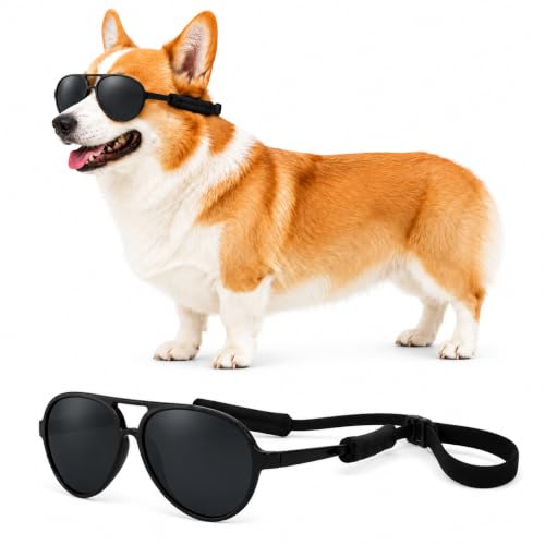G029 Dog Pet Cat Aviator Pilot Sunglasses for Small to Medium Breed 12 (Medium, 12-25 lbs, Black)
