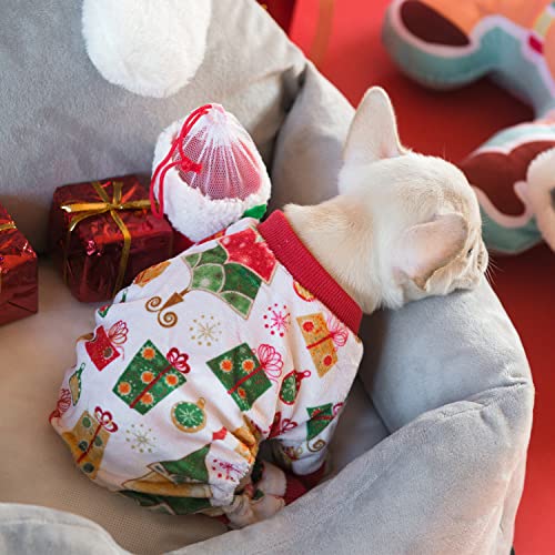 Small Dogs Christmas Outfit Soft Puppy Onesies Pjs Dog Pajamas Pet Coat Cat Apparel Comfy Doggie Jumpsuit Bodysuit for All Seasons (Xmas17 / X-Small)