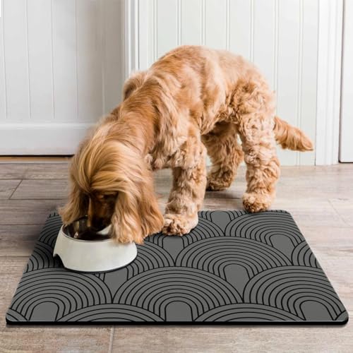 Dog Food Mats for Floors Absorbent (S(12"×20") / 01-Dark Grey)