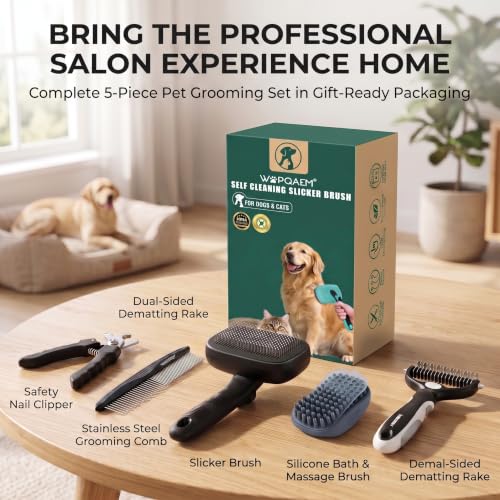 5 PCS Cat & Dog Grooming Kit Brush (Black 5pc)