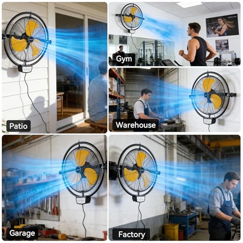 2PCS 20 Inch Wall Metal Fan Pro Remote Control (Yellow / 20 Inch (Remote) x 2)
