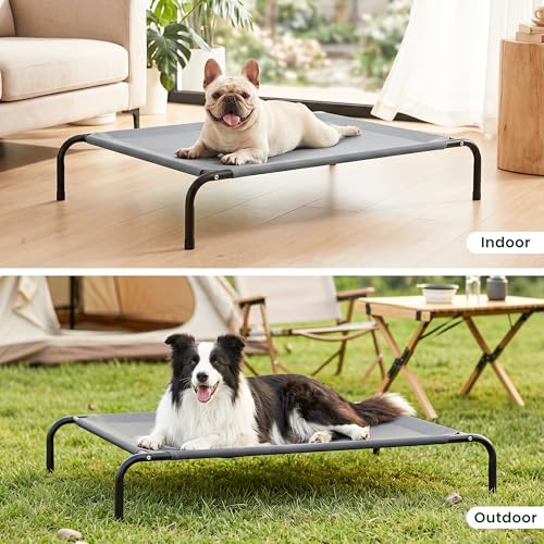 Elevated Cooling Dog Bed for Medium Dogs (Grey / 43" X 31.5" X 8")