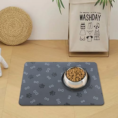 Pet Cat Dog Food Mat Non Slip Mat for Dog Water Bowl Mat Quick Dry Absorbent Cat Feeding Mat
