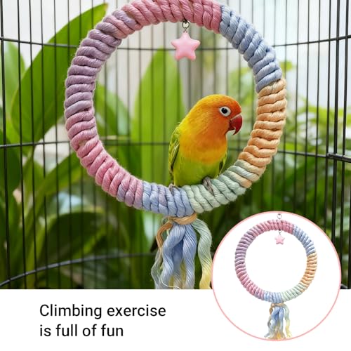 Bird Swing Gradient Colorful Cotton Rope Bird Swing Cage Hanging Toys