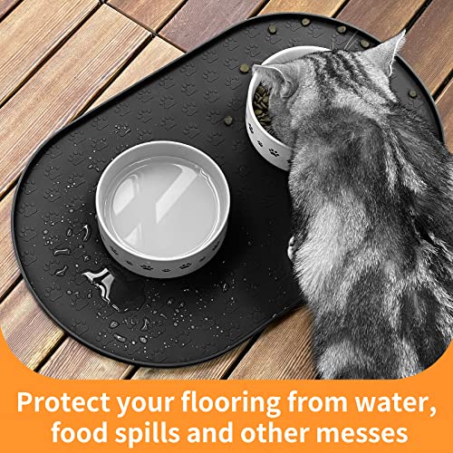 Dog Food Mat Spill (Black / 19"L x 12"W)