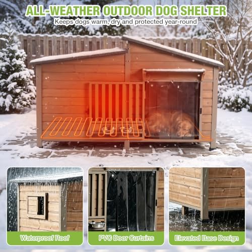 Extra Large Heated Dog House Insulated Dog Shelter Weatherproof