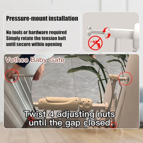 43.5 48 Inch Baby Gate Extra Wide Dog Gate Indoor for Stairs & Doorways (White / 43.5"-48"/110-122CM)