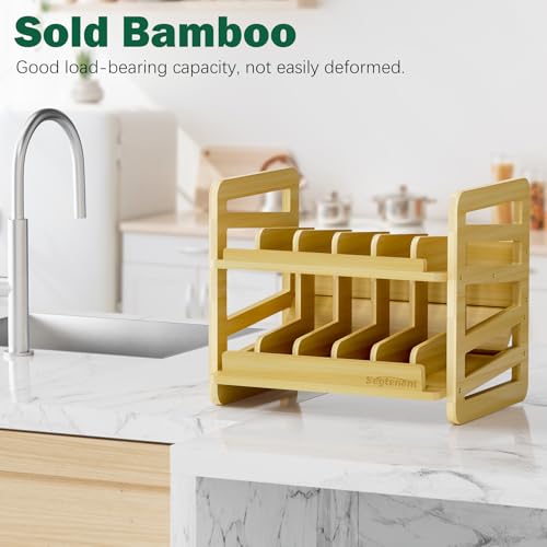 Rolling Bamboo Cat Food Can Organizer