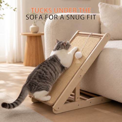 Sisal Cat Scratcher Ramp Adjustable L Shape Scratching Post (Large-Adjustable)