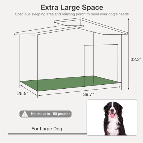 Heated Dog House Outdoor with Bowls Weatherproof Dog Kennel with Heating Pad Anti
