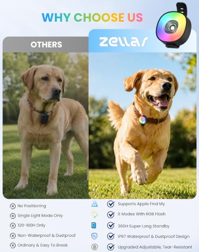 2-in-1 Dog Tracker GPS with LED Light, Pet GPS for Pets,Rechargeable (Black)