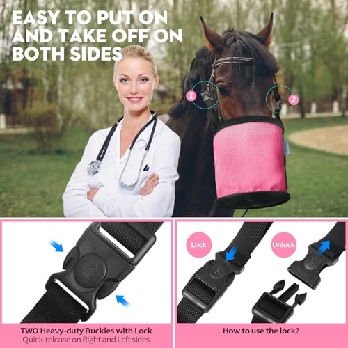 Horse Feed Bag for Grain (Pink)