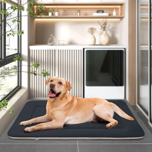 Extra Large Dog Bed Soft Dog Crate Pad Mat (48.0"L x 30.0"W x 1.2"Th / Dark Blue Gray)