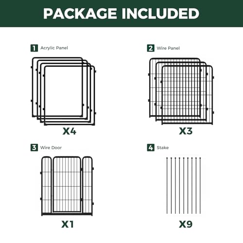 AuraSpace Pro Acrylic & Wire Mesh Indoor Dog Playpen (Black / 32"H)