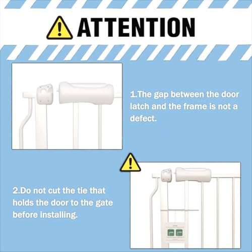 Extra Wide Pressure Mounted Baby Gate Walk Through Child Kids Safety Toddler Tension White Long Large Pet Dog Gates with Extension for doorways Kitchen (White / 24.01-29.13/61-74cm)