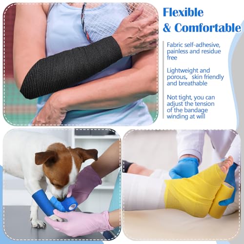 36 Pcs Self Adherent Bandage 4" X 5 Yard Wrap Breathable (Various Colors / 4" X 5 Yard)