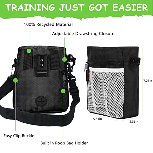 Dog Training Treat Pouch with Training Clicker (Black)