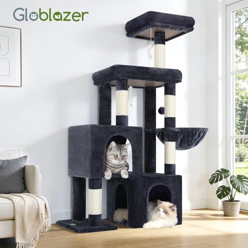 52in Cat Tree Tower for Indoor Cats (Dark Grey / L)