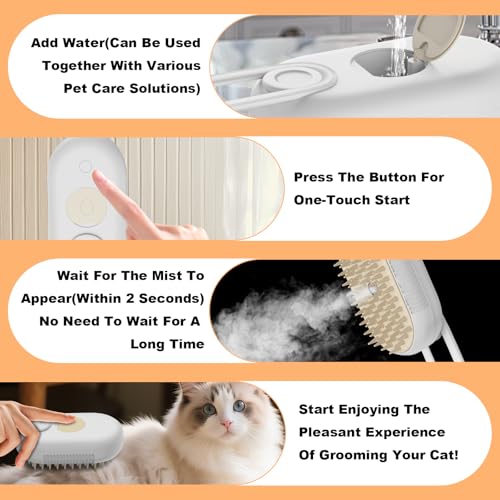 4 in 1 Cat Steam Brush for Shedding