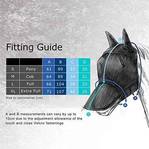 CareMaster Ergonomically Designed Thick Fleece Padding Fly Mask Half Face Black (Black/Silver / Full (Large))