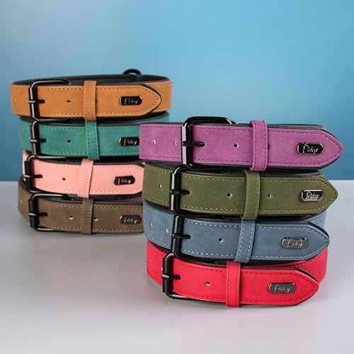 Soft PU Leather Dog Collar (L: Neck 14-18", Width 1" / Green)