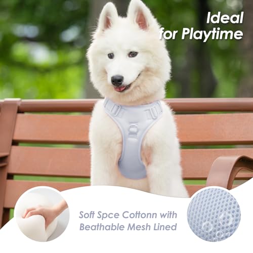 No Pull Dog Harness for Large Sized Dogs Puppy Vest No Choke (Light Blue / L(Neck:20.9-31.5", Chest:24.8-37.4"))
