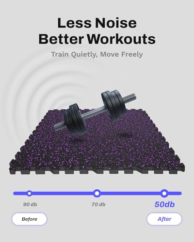 0.79" Thick Gym Flooring for Home Gym (Black/Purple / 96 Sq Ft (24 Tiles))
