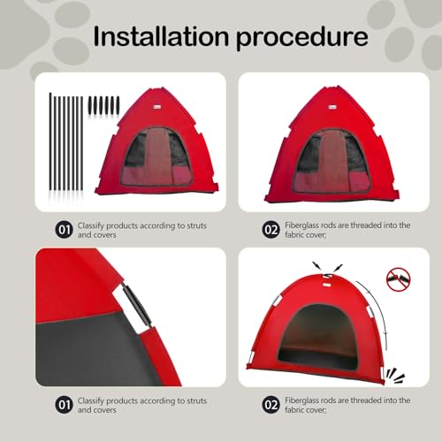 Red Large Cat & Dog Waterproof Tent House (Red / Large)