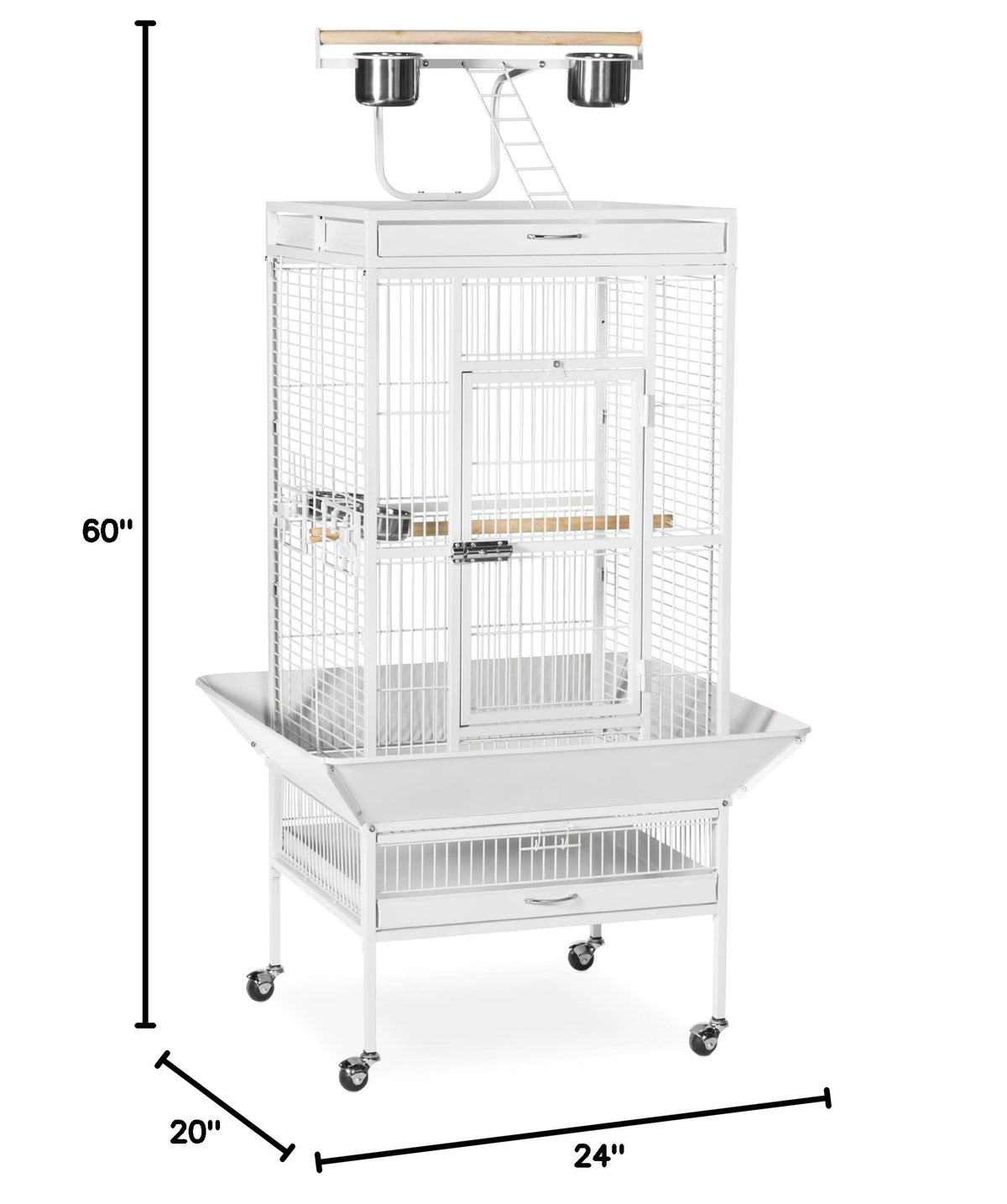 Wrought Iron Select Bird Cage (Chalk White / 24.0"L x 20.0"W x 60.0"H)