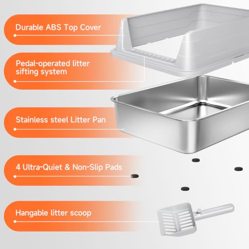 Stainless Steel Cat Litter Box (Grey M)