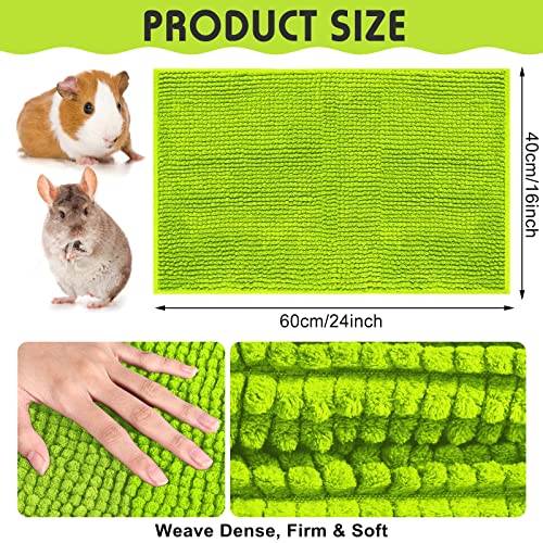 4 Pcs Guinea Pig Cage Liner (Green / 16 x 24 Inch / Low Pile Chenille)