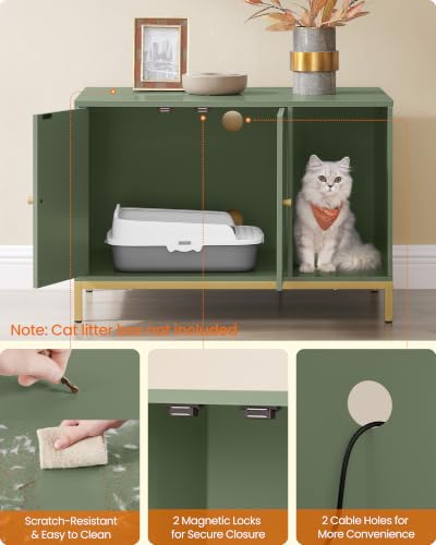 Cat Litter Box Enclosure (Forest Green + Gold / L (31.5"l X 19.7"w X 21.7"h))
