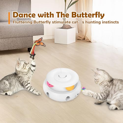 3-in-1 Interactive Cat Toy for Indoor Cats, White (white)