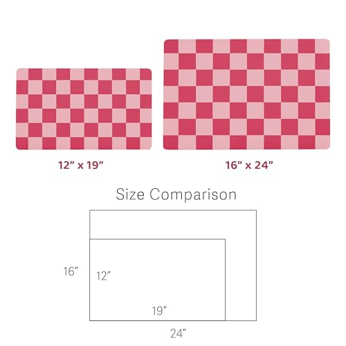 Checkered Dog Feeding Mat (19"L x 12"W / Coral)