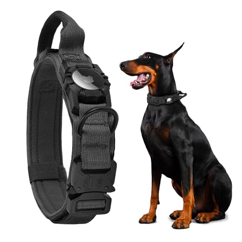 Upgraded Airtag Dog Collar Waterproof (M(15"-18.5") / Black)