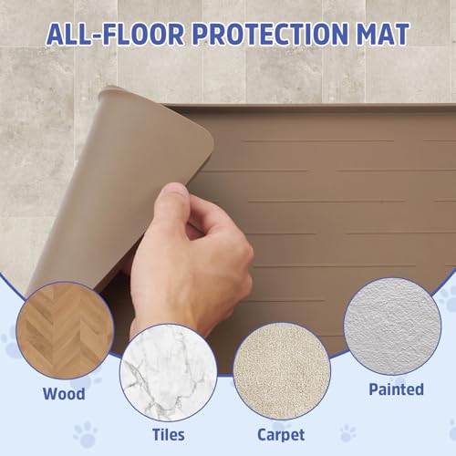 Large Dog Mats for Food and Water (Light Brown / 32"L x 24"W)