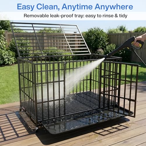 48 Inch Heavy Duty Dog Crate for Large Dogs (47.2"L x 28.4"W x 30.1"H / Black)