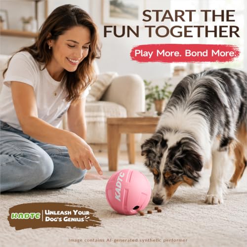 XL Rolling Dog Treat Dispenser Toys Wobble Giggle Ball Slow Feeder (Pink)