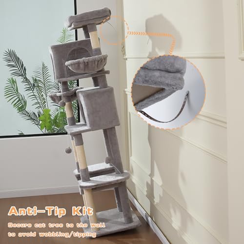 70 Inch Cat Tree (Light Grey)