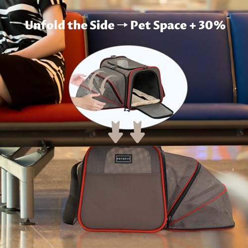 Expandable Cat Carrier Dog Carriers (19.0"L x 12.0"W x 12.0"H / Gray brown)