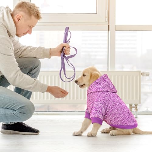 Dog Sweaters for Small Dogs Hoodie Fleece Dog Sweater Soft Clothes Sweatshirt with Pocket Hoodie for Small Dogs Puppy Sweater (Small / Purple)